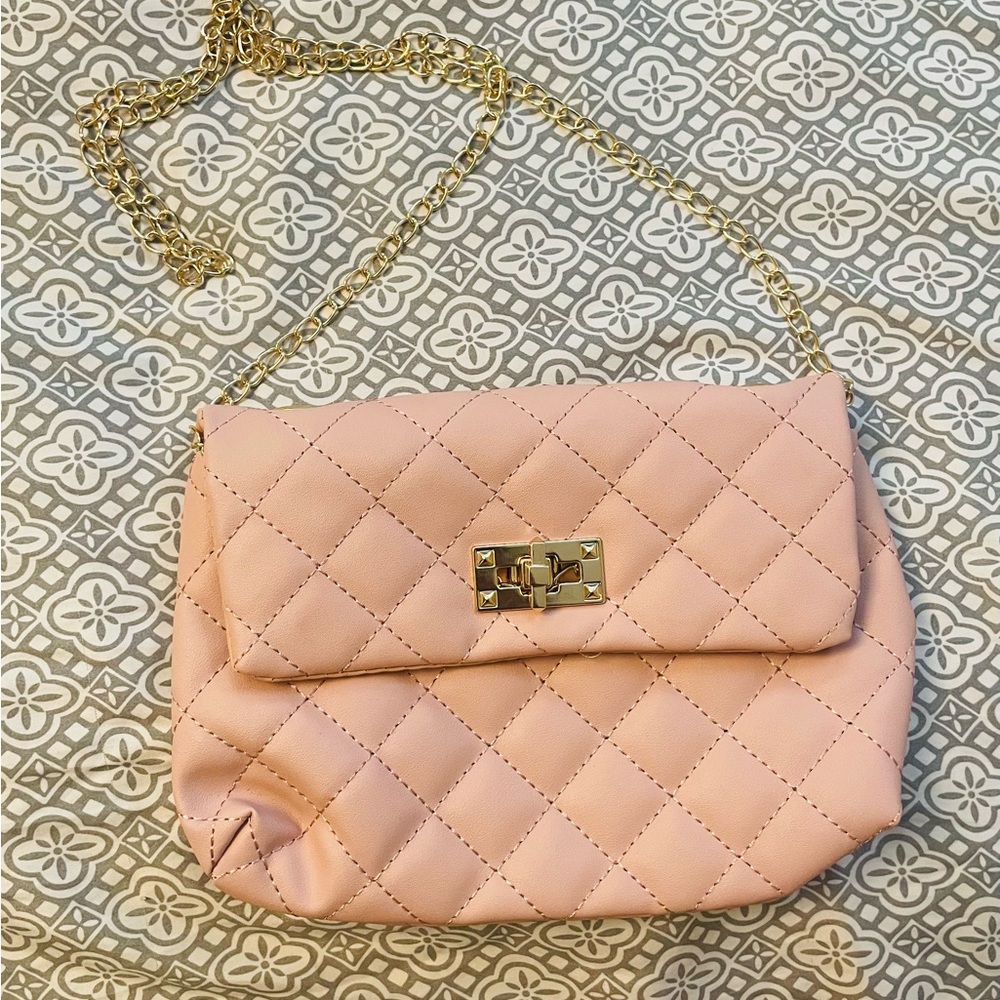 Quilted Pink Chain Shoulder Bag